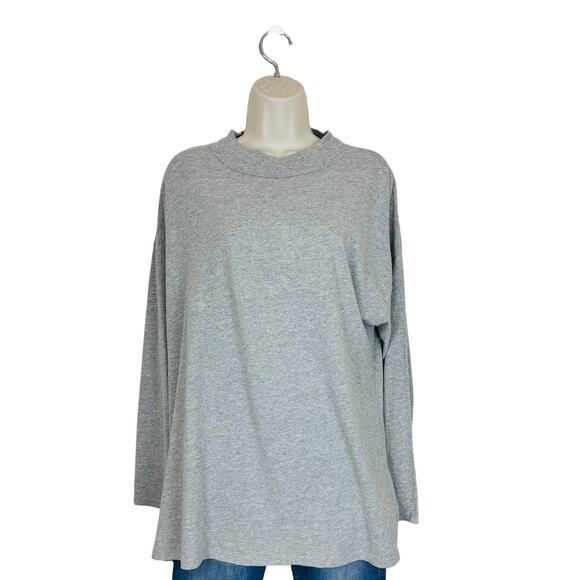 We The Free Light Gray Mock Neck Long Sleeve Top OVERSIZED Size XS - Picture 7 of 7